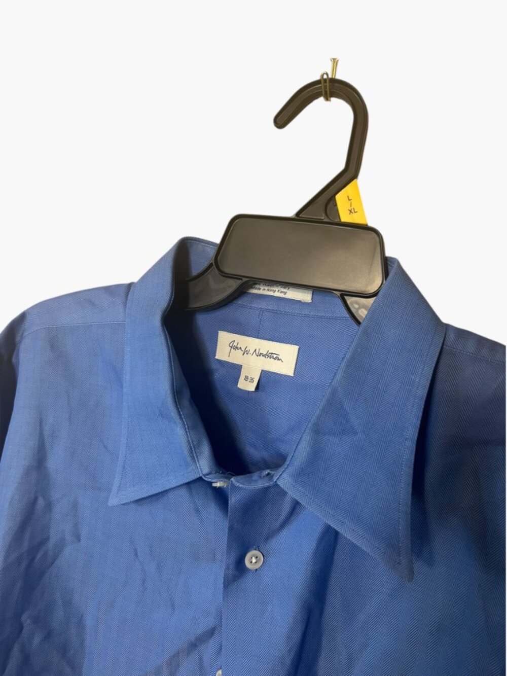 John W. Nordstrom Dress Shirt 18-35 Mens Blue Italian Cotton Button Down - Picture 5 of 8